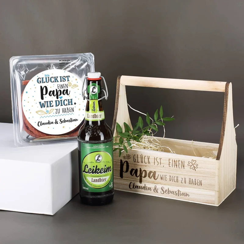 Wurst- und Biergeschenkset zum Vatertag - Glück ist einen Papa wie dich zu haben