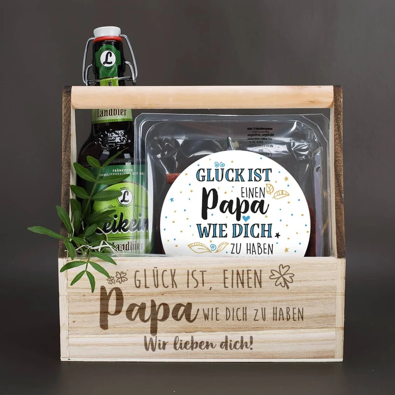 Wurst- und Biergeschenkset zum Vatertag - Glück ist einen Papa wie dich zu haben