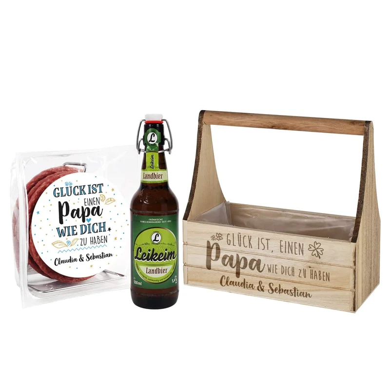 Wurst- und Biergeschenkset zum Vatertag - Glück ist einen Papa wie dich zu haben