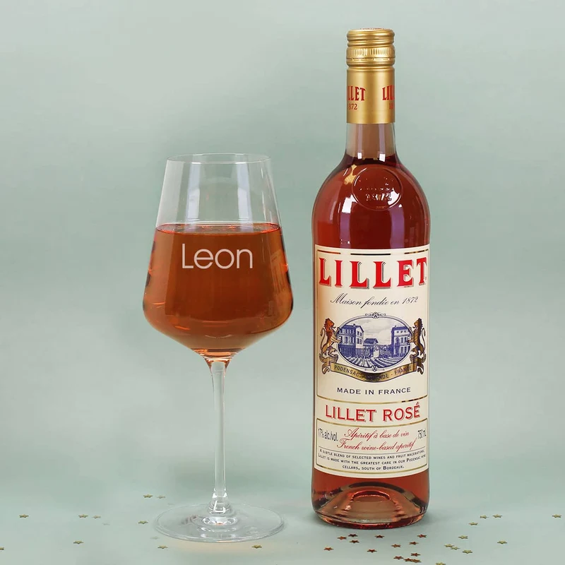 Lillet Geschenkset mit graviertem Weinglas für verschiedene Anlässe