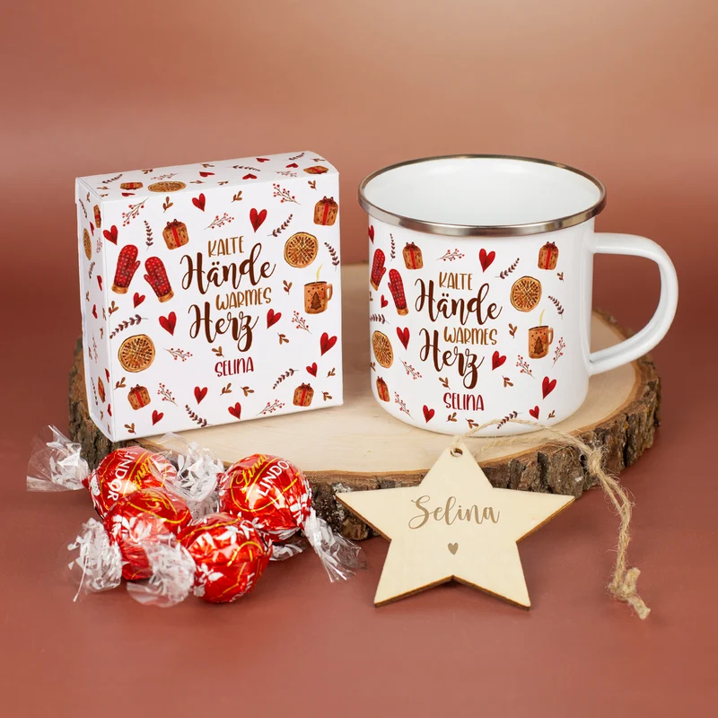 Weihnachtsmarkt-to-Go personalisiert mit Name & Wunschtext im Geschenkkorb | Geschenkset zu Weihnachten