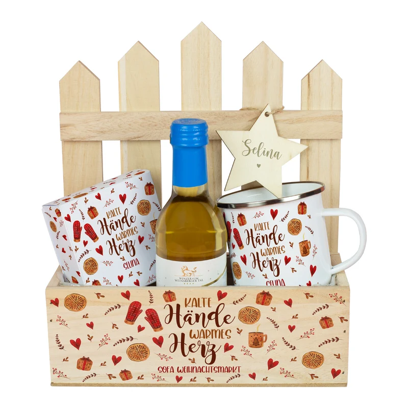 Weihnachtsmarkt-to-Go personalisiert mit Name & Wunschtext im Geschenkkorb | Geschenkset zu Weihnachten