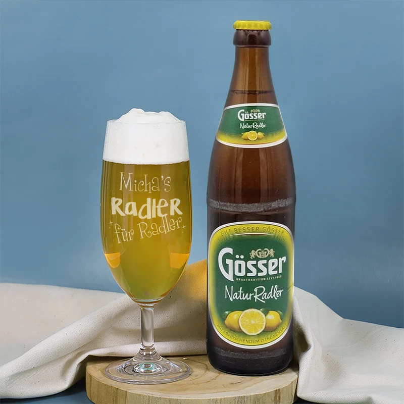Personalisierbares Geschenkset für Radler mit Gösser NaturRadler, Bierglas & Geschenkbox