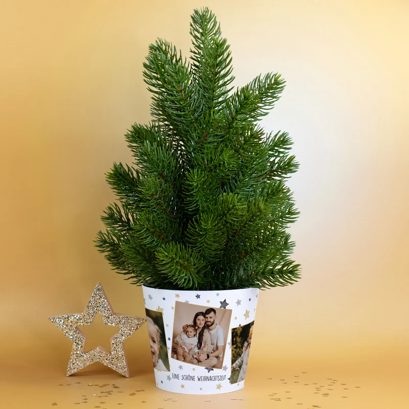 Mini Weihnachtsbaum personalisiert mit Fotos & Wunschtext | Geschenk zu Weihnachten und Advent