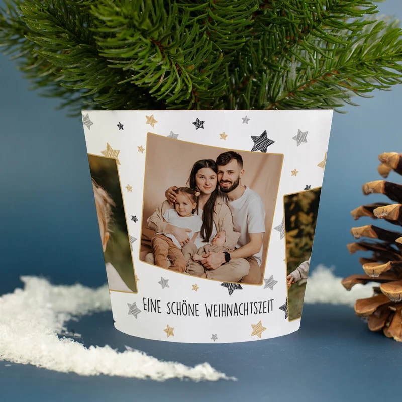 Mini Weihnachtsbaum personalisiert mit Fotos & Wunschtext | Geschenk zu Weihnachten und Advent