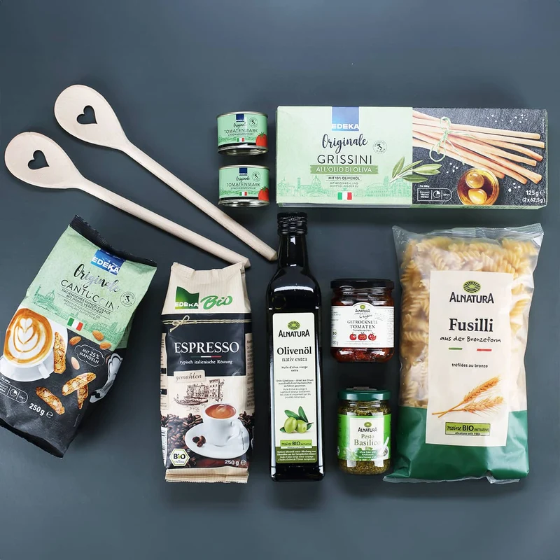 Gefüllter Präsentkorb - Alles Gute - mit italienischen Delikatessen