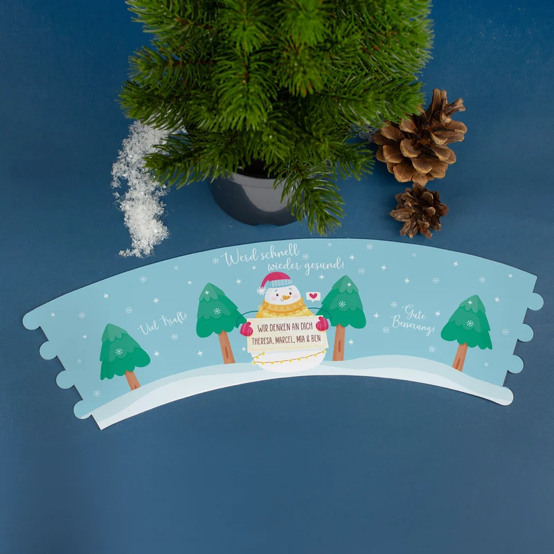 Kleiner Weihnachtsbaum personalisiert mit Wunschtext und 'Werd schnell wieder gesund' Motiv | Deko