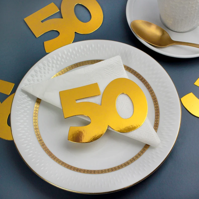 Jumbo Konfetti zur goldenen Hochzeit | Motiv 50 | XXL Deko Zahlen in Gold | 20 Stück Set