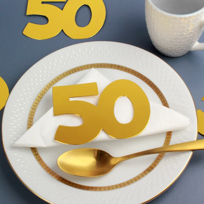 Jumbo Konfetti zur goldenen Hochzeit | Motiv 50 | XXL Deko Zahlen in Gold | 20 Stück Set