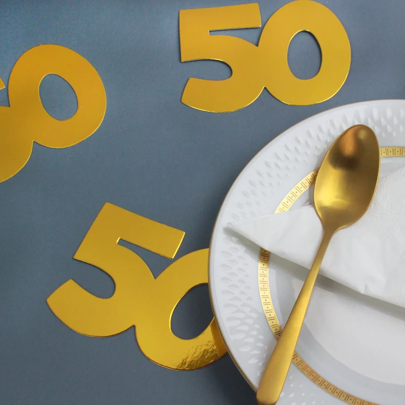 Jumbo Konfetti zur goldenen Hochzeit | Motiv 50 | XXL Deko Zahlen in Gold | 20 Stück Set
