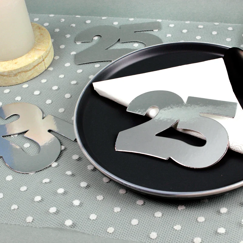 Jumbo Konfetti zur Silberhochzeit | Motiv 25 | XXL Deko Zahlen in Silber | 20 Stück Set