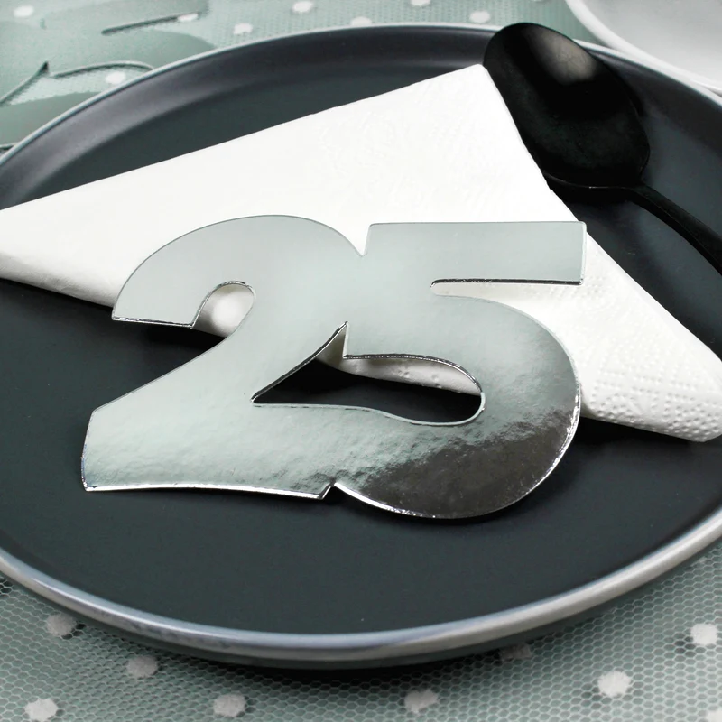 Jumbo Konfetti zur Silberhochzeit | Motiv 25 | XXL Deko Zahlen in Silber | 20 Stück Set