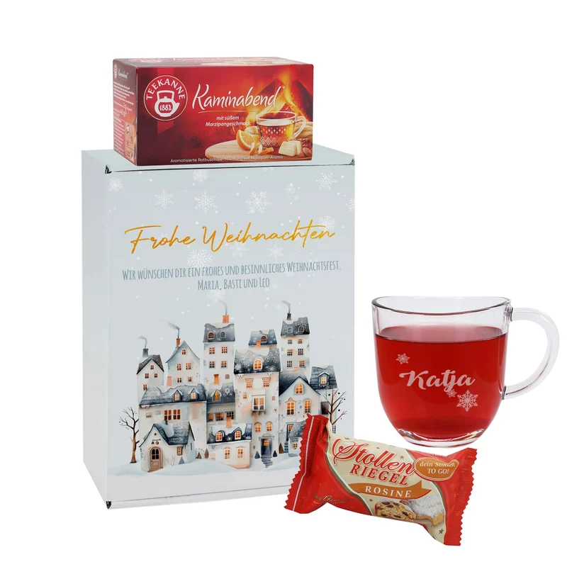 Frohe Weihnachten - Geschenkset mit ihrem Wunschtext und Namensgravur