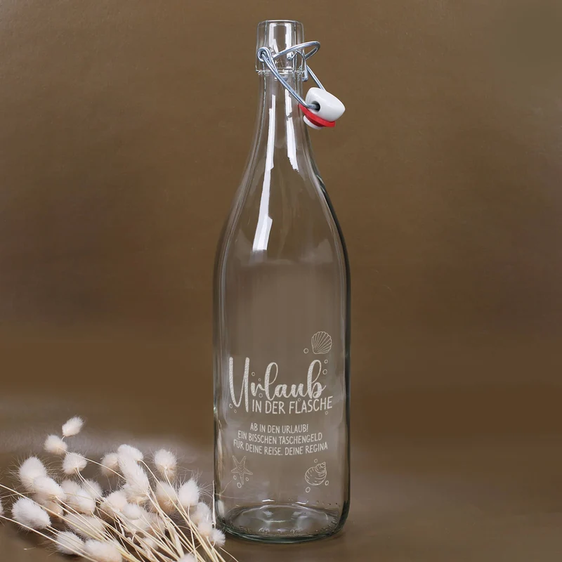 Urlaub in der Flasche - gefüllte Flaschenpost mit Wunschtext personalisiert