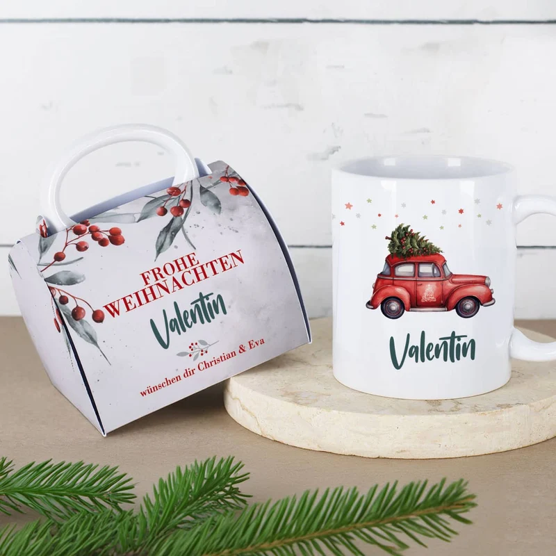 Weihnachts-Tasse in Tassentasche - 4 Motive auswählbar