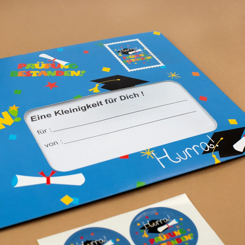 XXL Umschlag - Prüfung bestanden | Geld-Geschenk zum Schulabschluss, Abitur, Studienabschluss