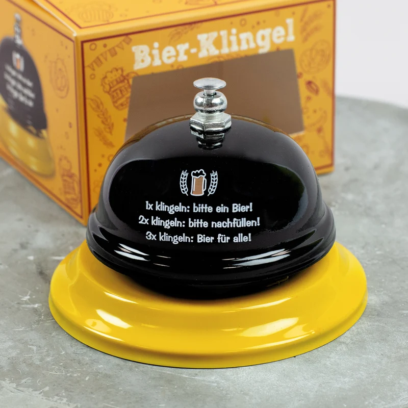 Bier-Klingel witziges Geschenk für den Stammtisch | Scherz Tischklingel aus Metall
