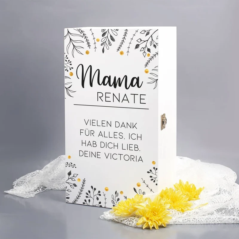 Geschenkset zum Muttertag mit Flasche Sekt, Sektglas und Holzbox