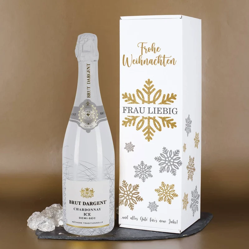 Weihnachtsgeschenk - Sekt Brut D'Argent mit persönlicher Verpackung