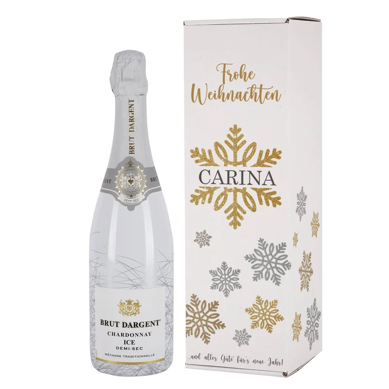 Weihnachtsgeschenk - Sekt Brut D'Argent mit persönlicher Verpackung