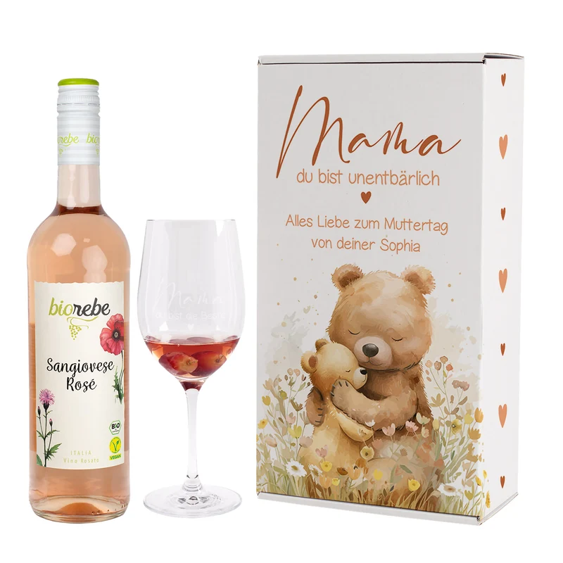 Biorebe Wein Geschenkset zum Muttertag - Mama du bist unentbärlich - Bio Wein