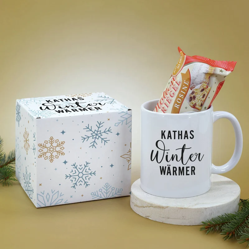 Winter Wärmer - Geschenkset mit Name personalisiert und Mini Stollen