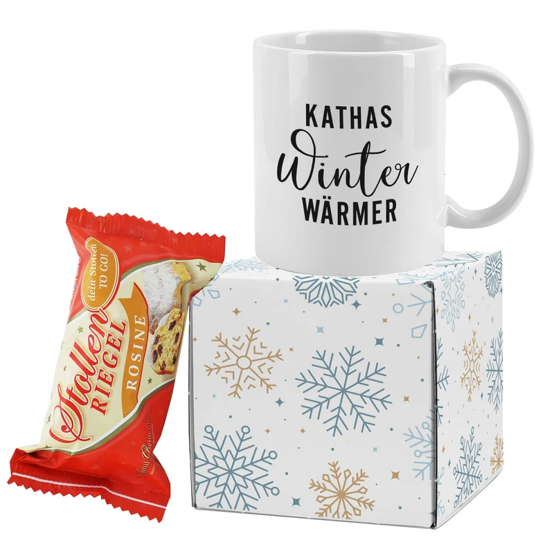 Winter Wärmer - Geschenkset mit Name personalisiert und Mini Stollen