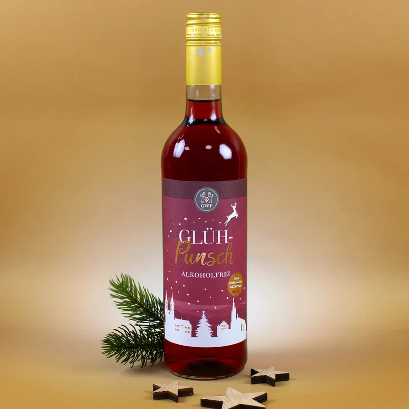 Hüttenzauber - Geschenkset mit Glühwein oder Glühpunsch, zwei Gläsern und Box