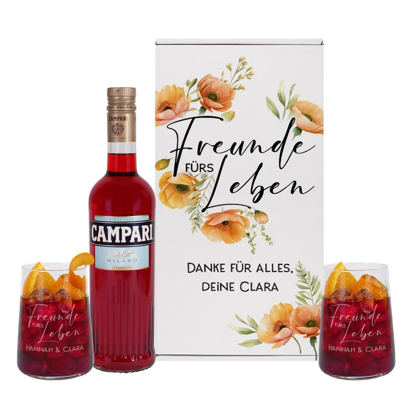 Freunde fürs Leben - Geschenkset für Freundinnen mit Glitter Spritz oder Campari
