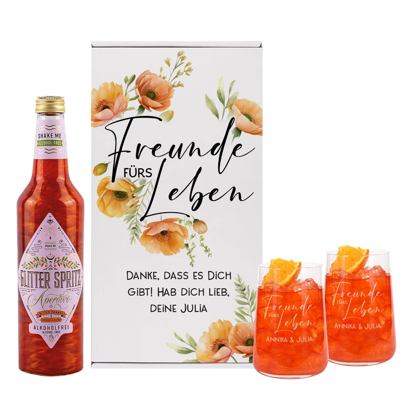 Freunde fürs Leben - Geschenkset für Freundinnen mit Glitter Spritz oder Campari