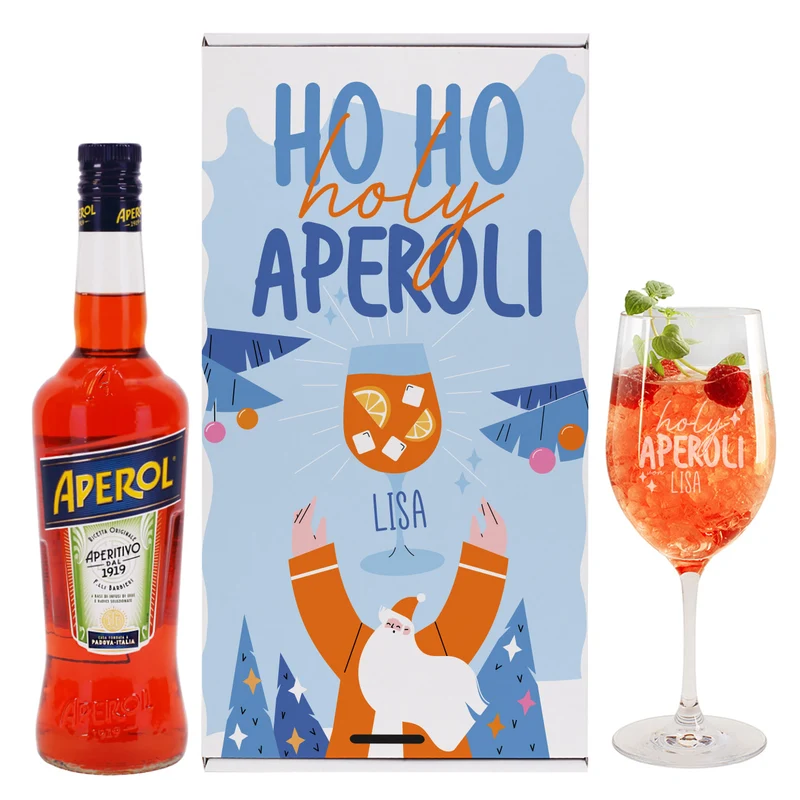 Ho Ho Holy Aperoli Geschenkset mit Weinglas und Aperol
