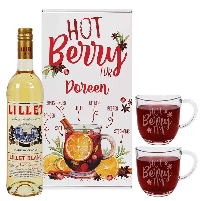 Hot Berry Time - Geschenkset mit Lillet, zwei Gläsern und Rezept auf der Box