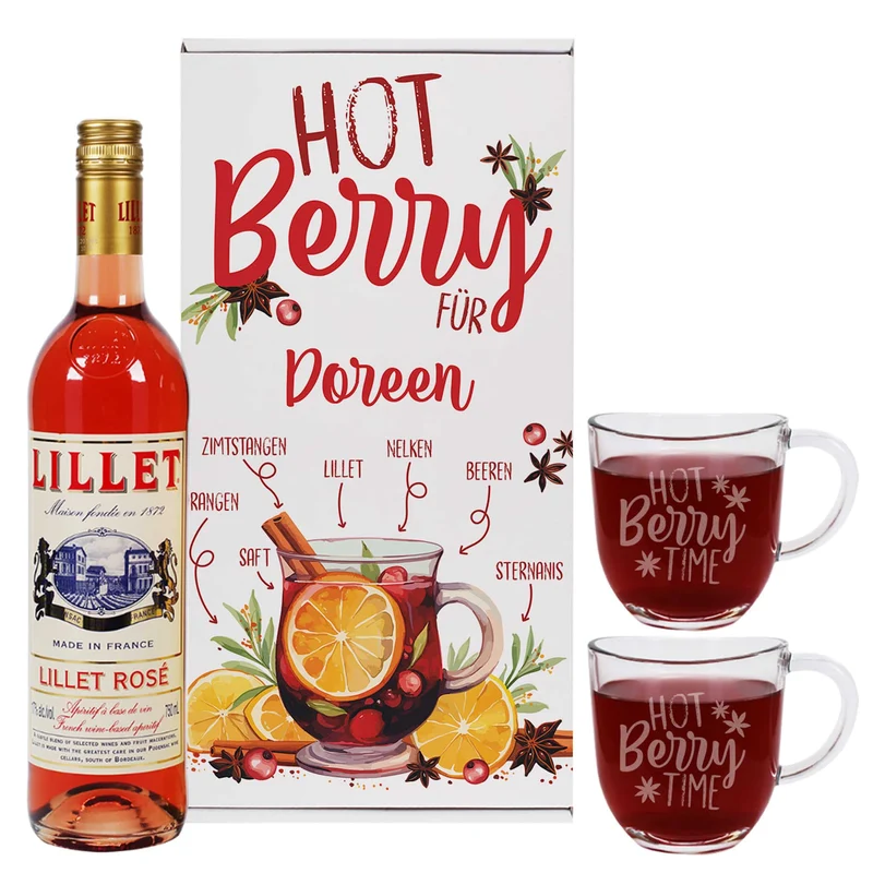 Hot Berry Time - Geschenkset mit Lillet, zwei Gläsern und Rezept auf der Box
