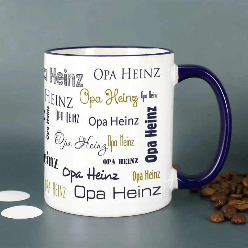 Frohe Weihnachten - Namenstasse in persönlicher Tassentasche