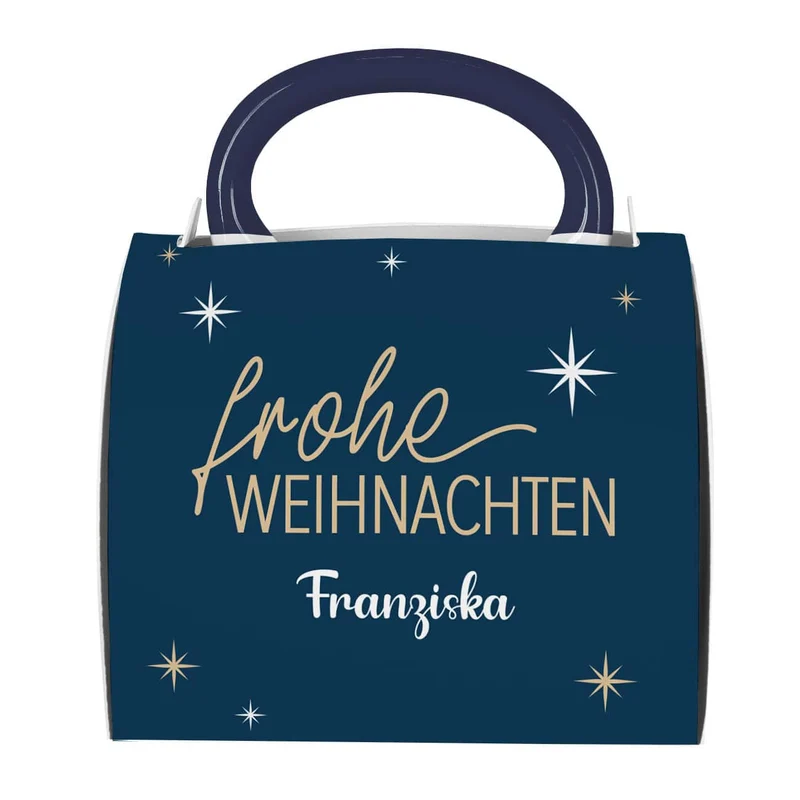 Frohe Weihnachten - Namenstasse in persönlicher Tassentasche
