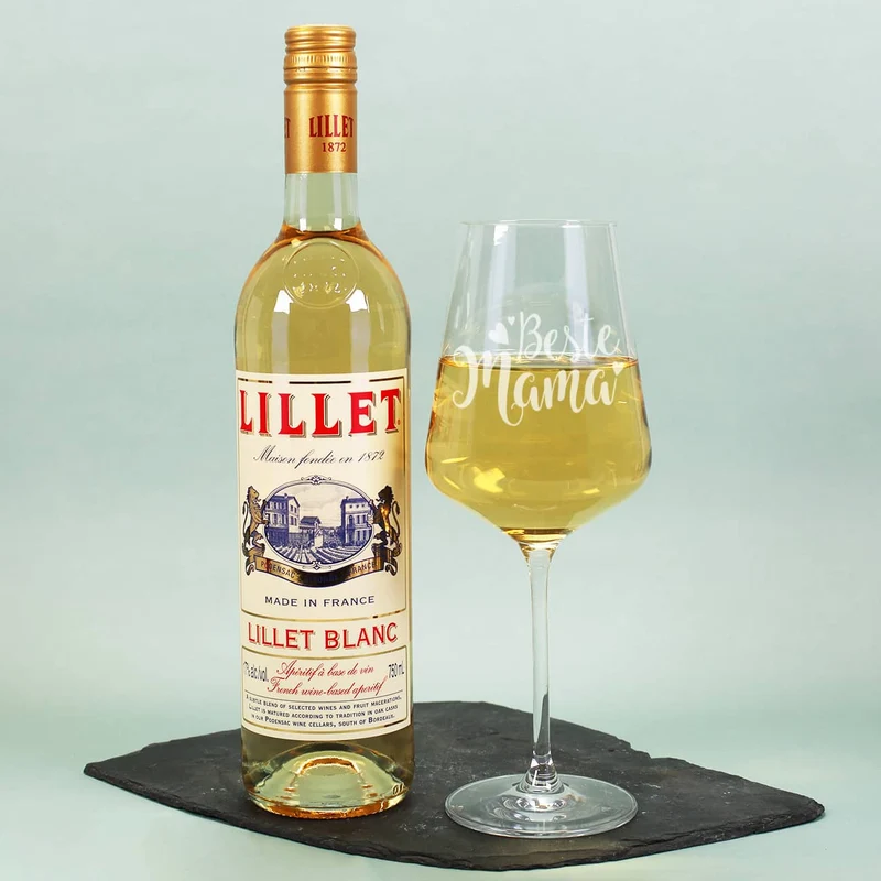 Alles Liebe Mama - Lillet Geschenkset mit Weinglas "Beste Mama"