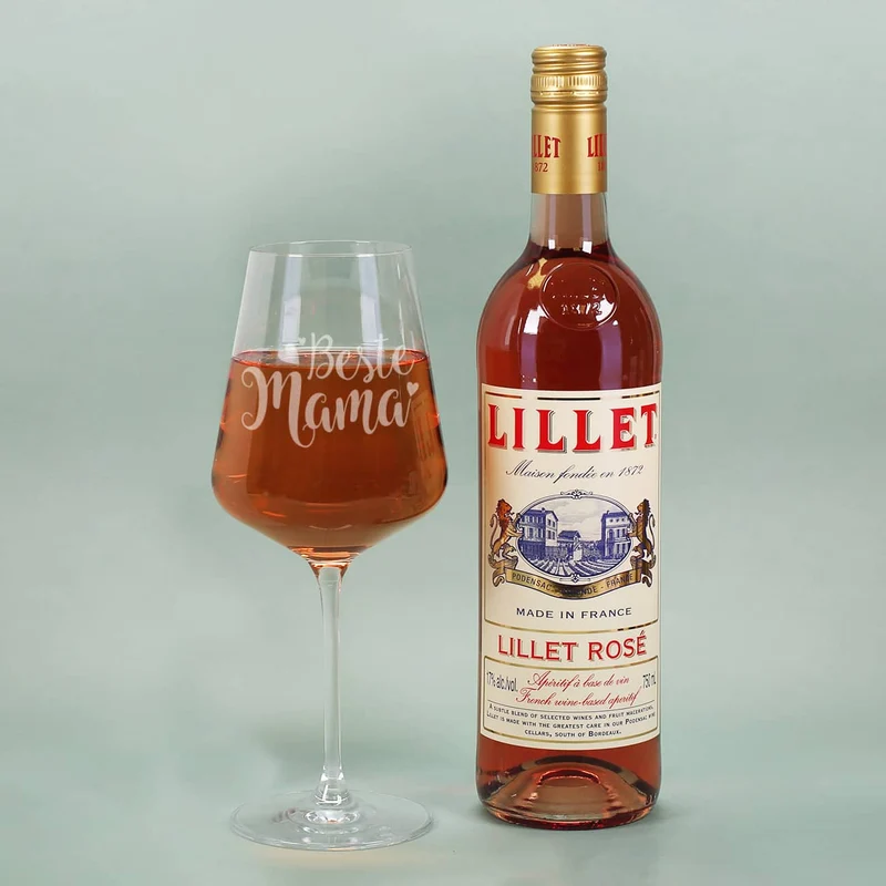 Alles Liebe Mama - Lillet Geschenkset mit Weinglas "Beste Mama"
