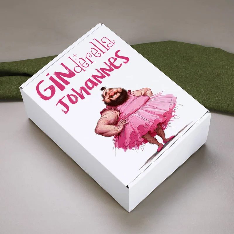Lustiges Ginderella Geschenkset mit bedrucktem Glas, Bombay Gin und Tonic Water