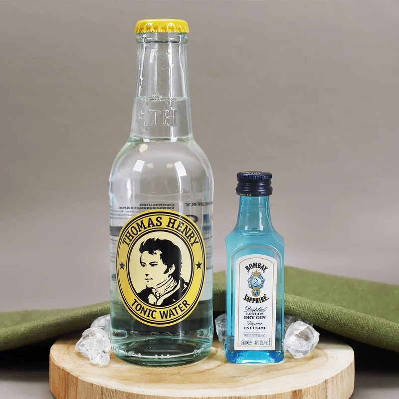 Lustiges Ginderella Geschenkset mit bedrucktem Glas, Bombay Gin und Tonic Water