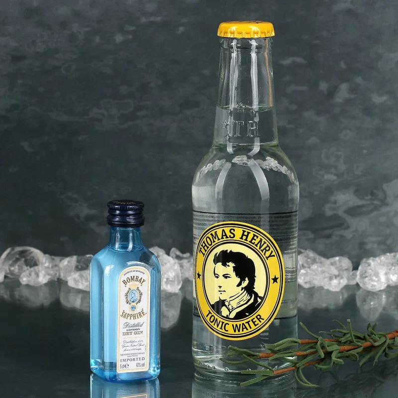 Gin Tonic Geschenkset mit Glas, Mini Bombay und Thomas Henry Tonic
