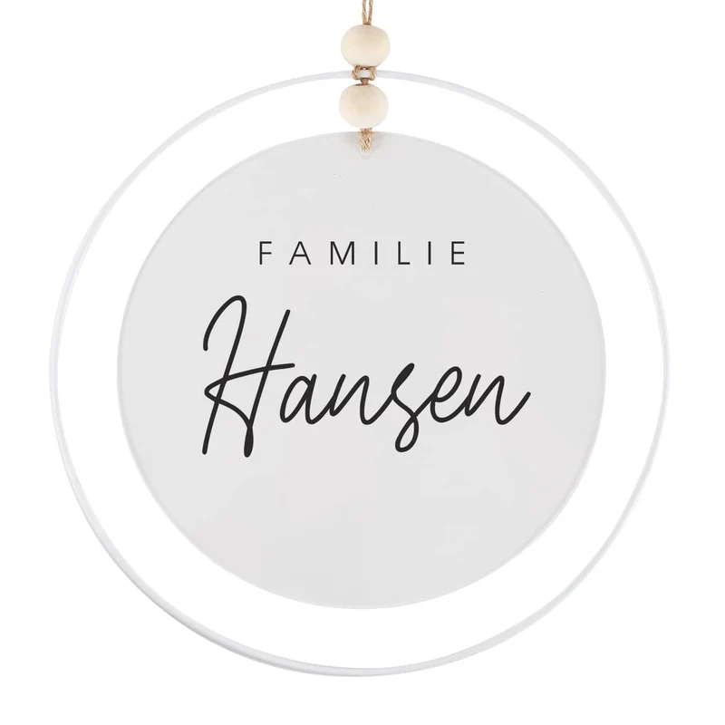 Türschild aus Arcyl - Familie - mit weißem Metallring als DIY Set