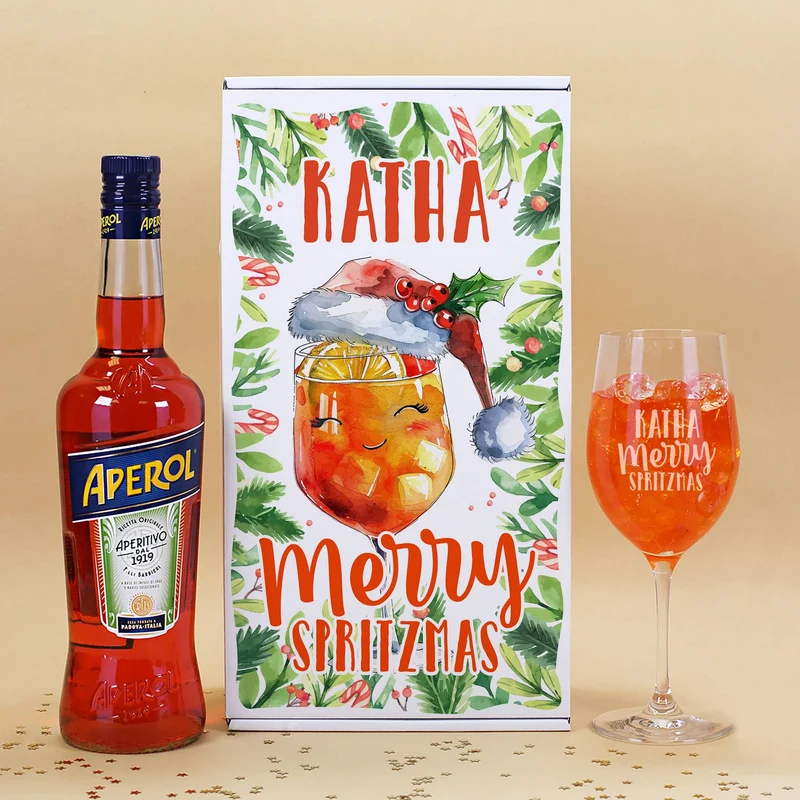 Merry Spritzmas - Aperol Geschenkset mit Glas und Geschenkverpackung