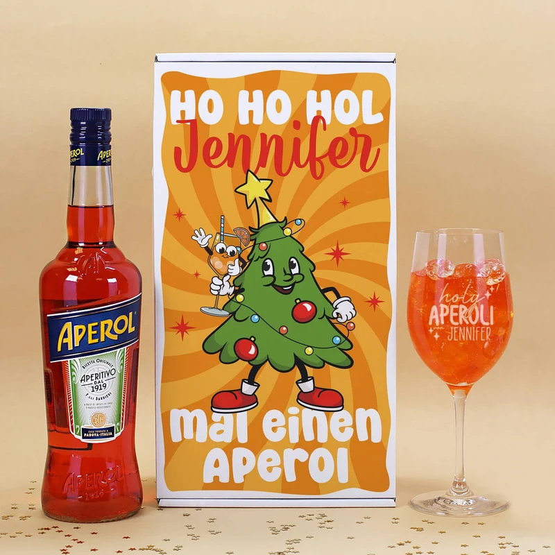 Hol mir einen Aperol - Geschenkset zu Weihnachten mit Glas und Geschenkbox
