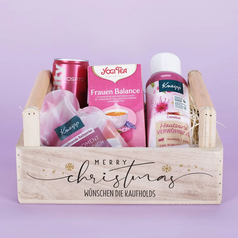 Geschenkkorb - Merry Christmas - mit Wellness Inhalt und Wunschtext