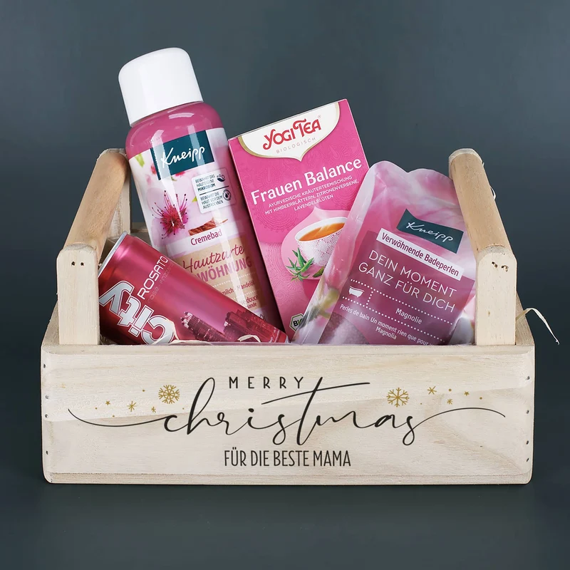 Geschenkkorb - Merry Christmas - mit Wellness Inhalt und Wunschtext