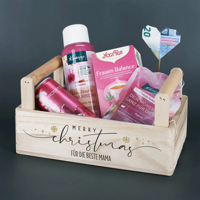 Geschenkkorb - Merry Christmas - mit Wellness Inhalt und Wunschtext