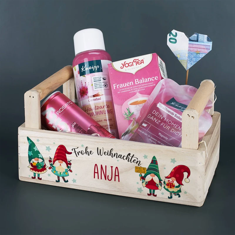 Geschenkkorb - Du bist mir wichtelig - mit Inhalt Namensaufdruck