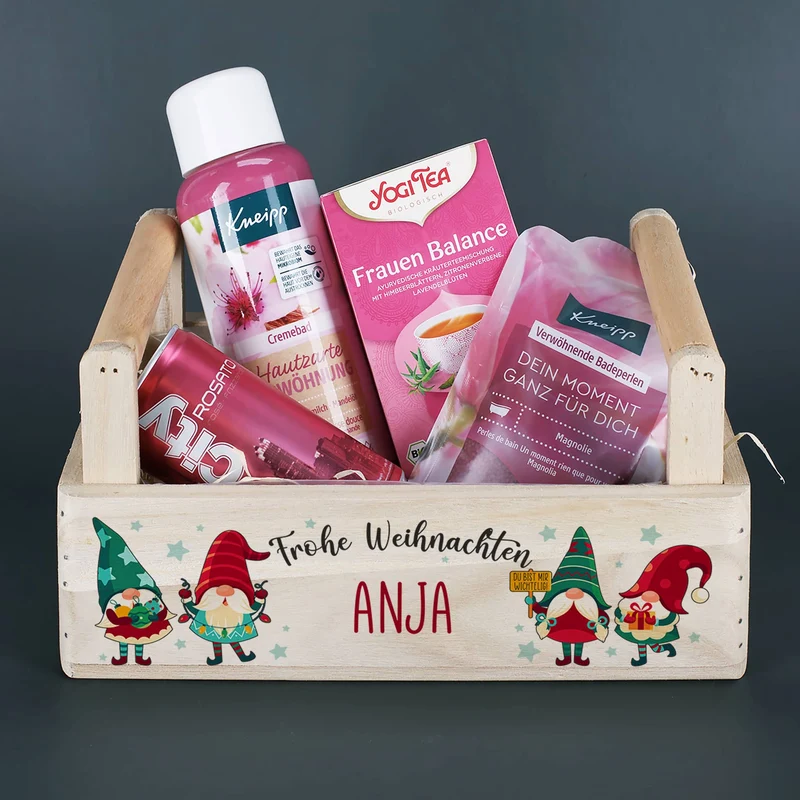 Geschenkkorb - Du bist mir wichtelig - mit Inhalt Namensaufdruck