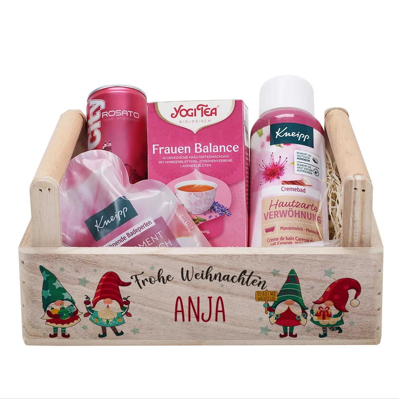 Geschenkkorb - Du bist mir wichtelig - mit Inhalt Namensaufdruck