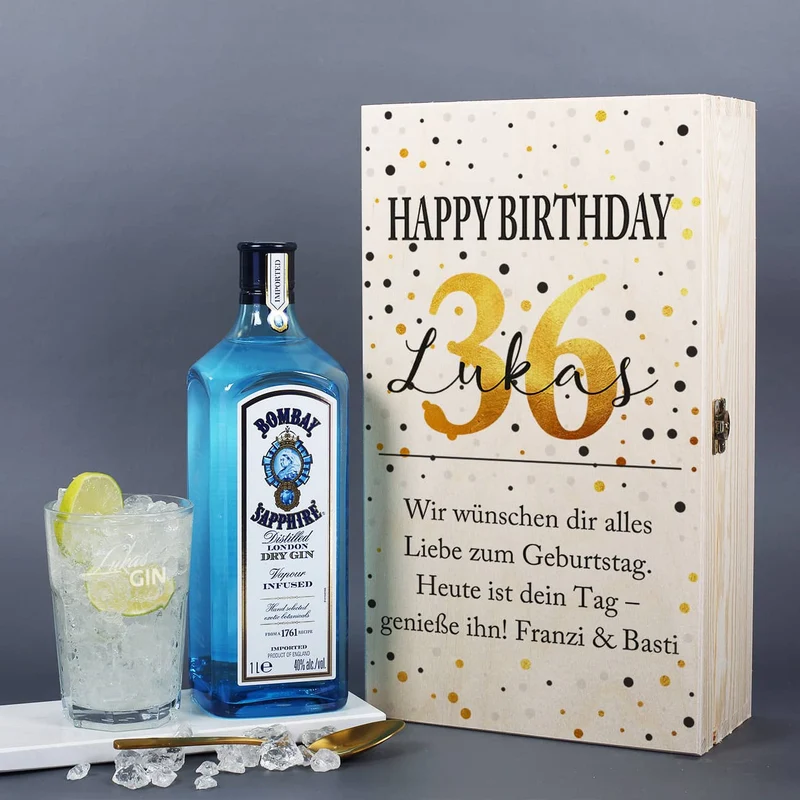Gin-Set zum Geburtstag mit Bombay Ginflasche